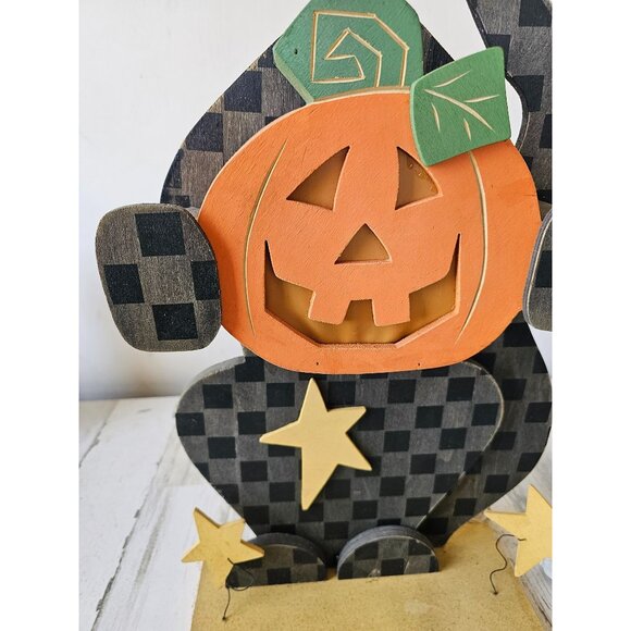vintage Terrys village vintage wooden cat 28" Halloween prop light up pumpkin la - Picture 10 of 12